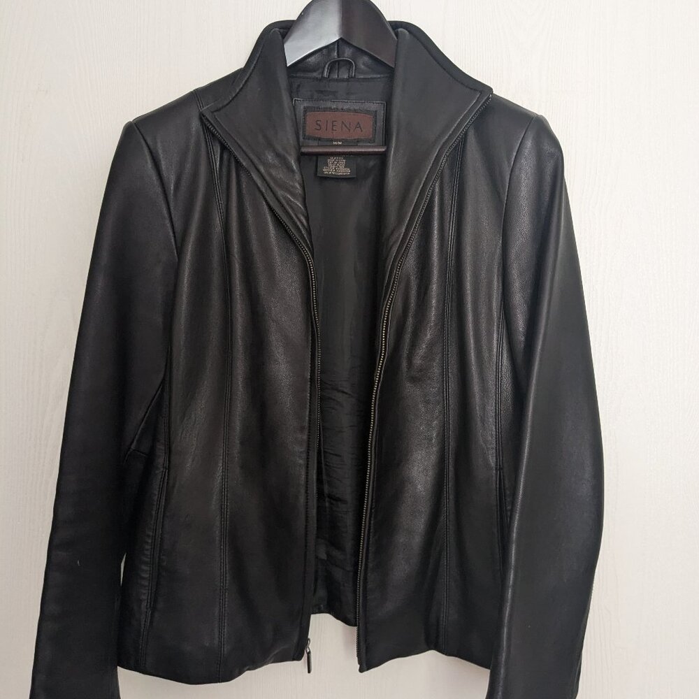 Siena Studios Leather Bomber Jacket